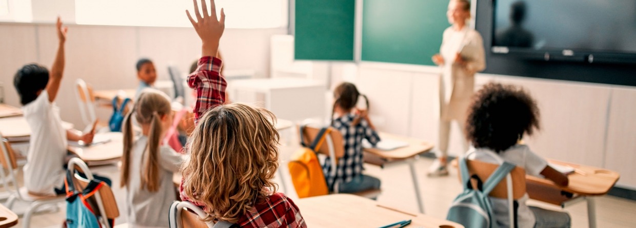 kinderen in de schoolbankjes op school